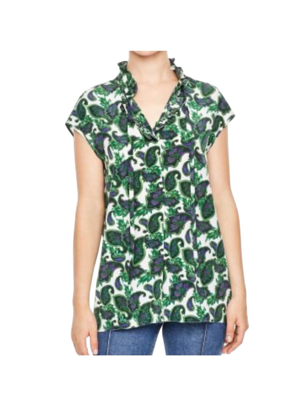 Sandro‎ Paisley Print Silk Top Sz S